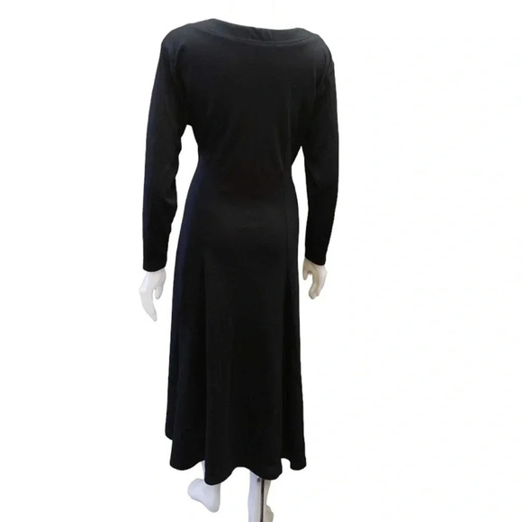 Daniel Hechter Maxi Black Long Sleeve Dress Size 12 - Picture 2 of 10